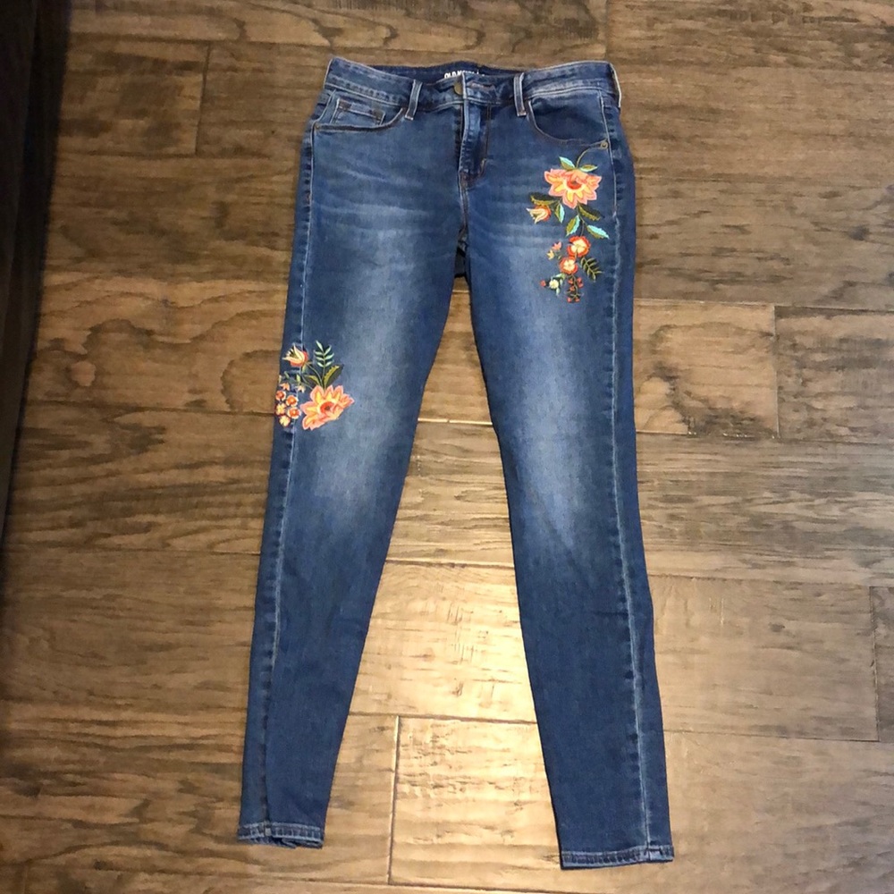 embroidered skinny jeans